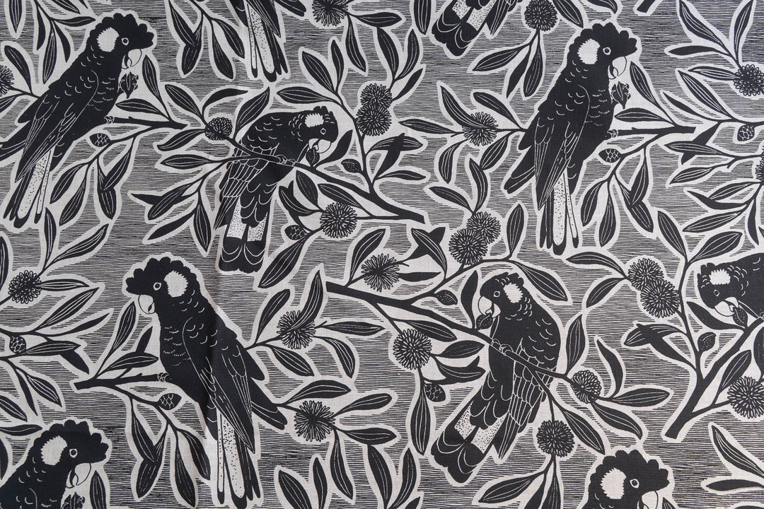 Black Cockatoo in Coal on Oatmeal Midweight
