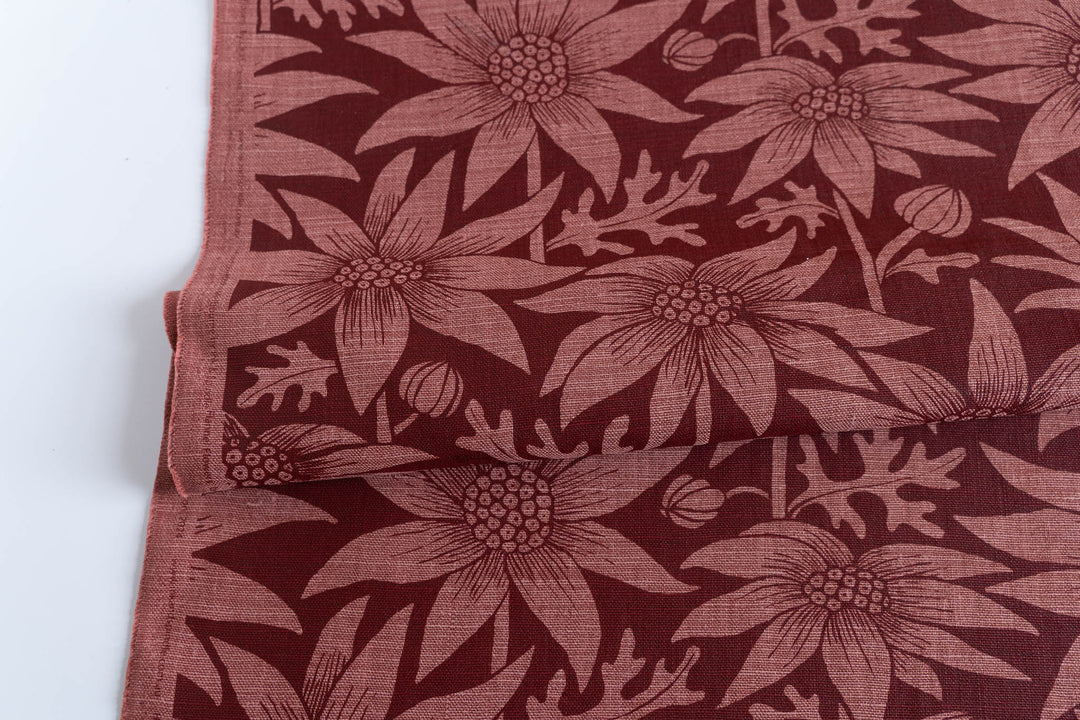 Flannel Flower in Deep Red on Rust Heavyweight