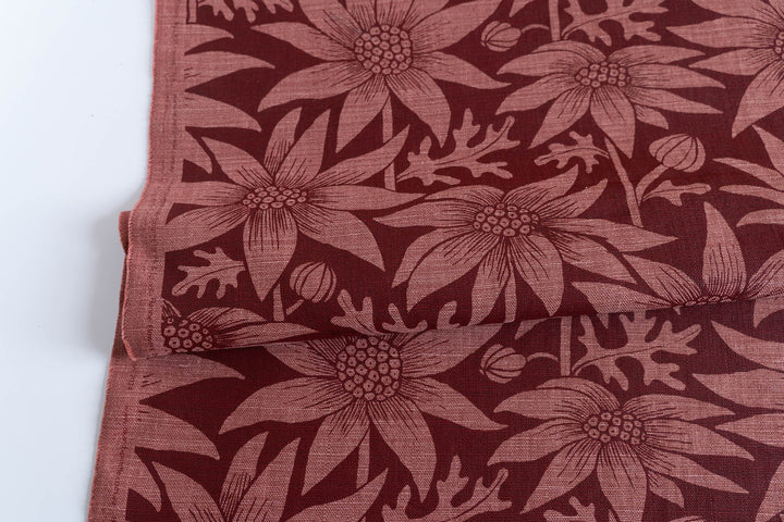 Flannel Flower in Deep Red on Rust Heavyweight