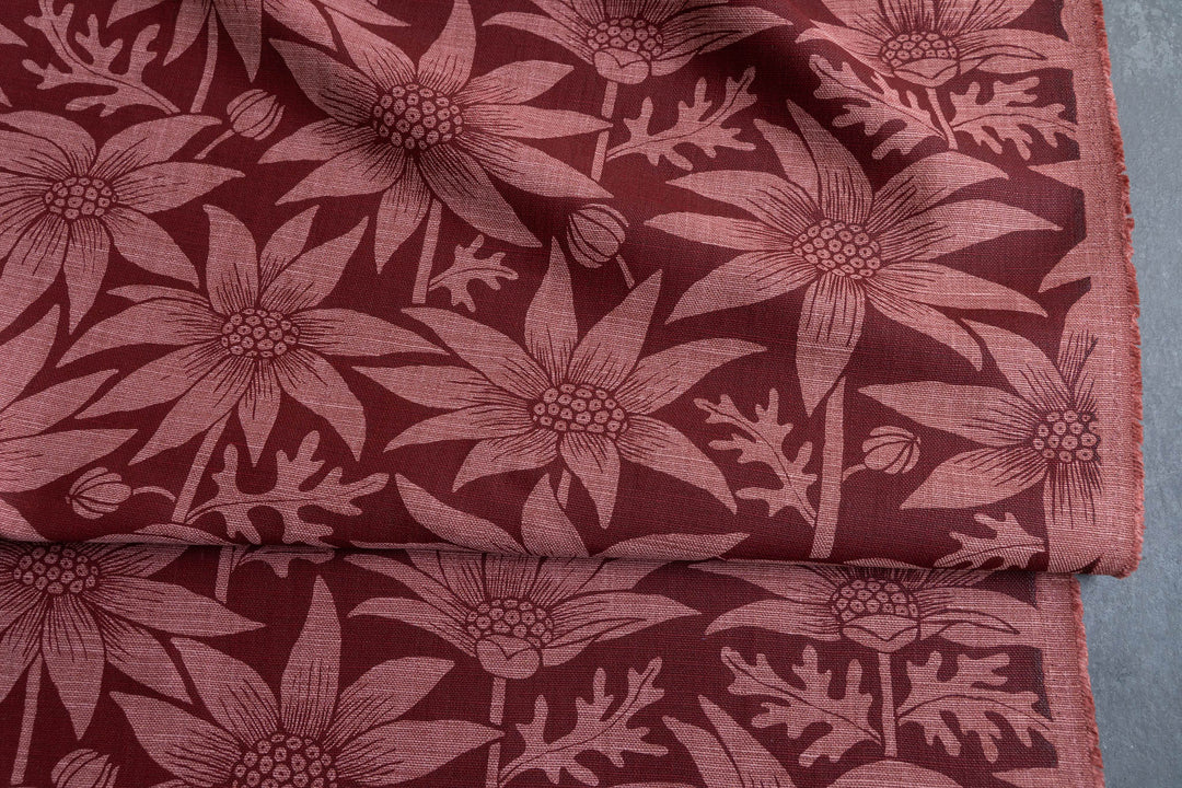 Flannel Flower in Deep Red on Rust Heavyweight