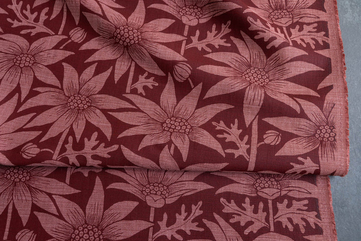 Flannel Flower in Deep Red on Rust Heavyweight