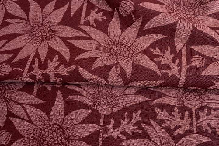 Flannel Flower in Deep Red on Rust Heavyweight