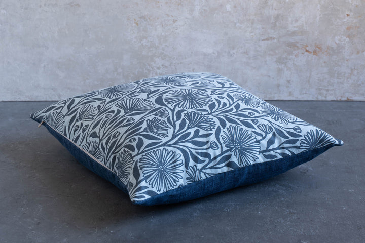 Cushion - Native Daisy in Bluestone on Mint