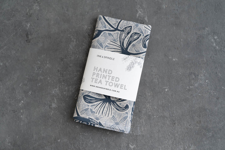 hand screen printed linen homewares – clematis design – australian made