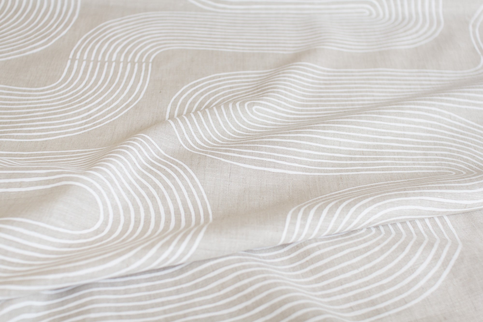 Remnant - Riverbend in Snow on Oatmeal | Sustainable Fabric – Ink & Spindle