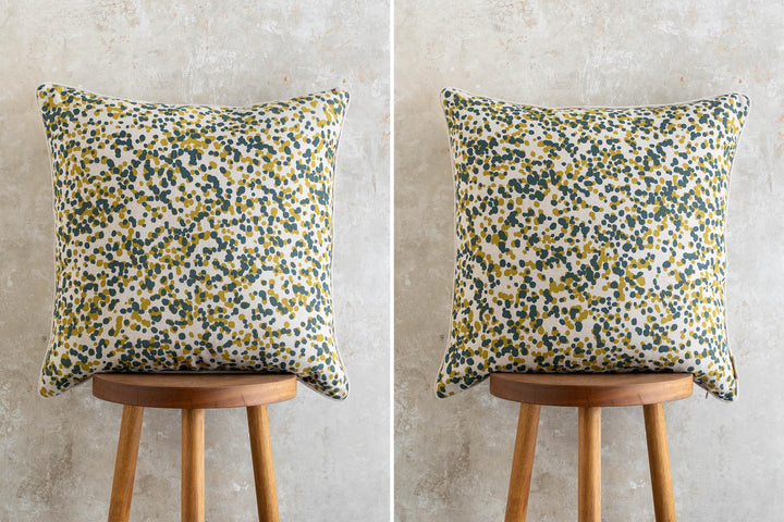 hand screen printed linen square cushion – spotted-quoll design – australian made
