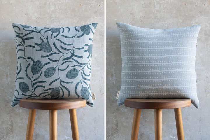 Cushion - Sawtooth Banksia in Slate with Buds