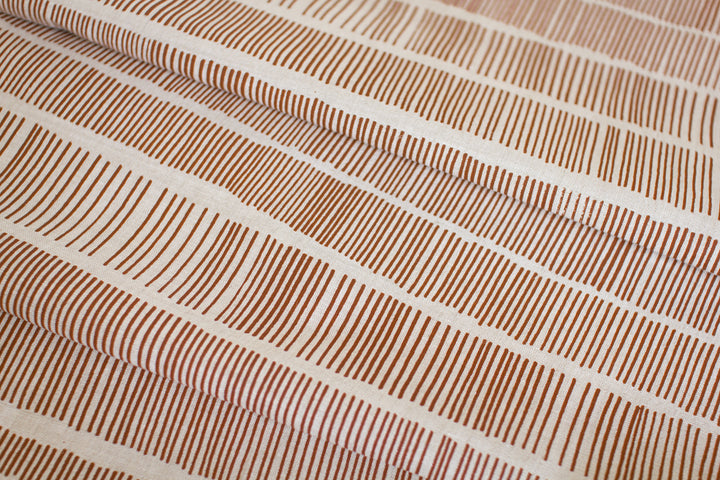 hand screen printed linen yardage – sticks design – australian made