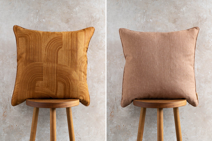 hand screen printed linen square cushion – brushstroke design – australian made